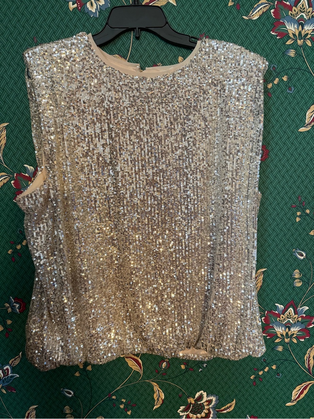 Sequin Sleeveless Party Top - Gold